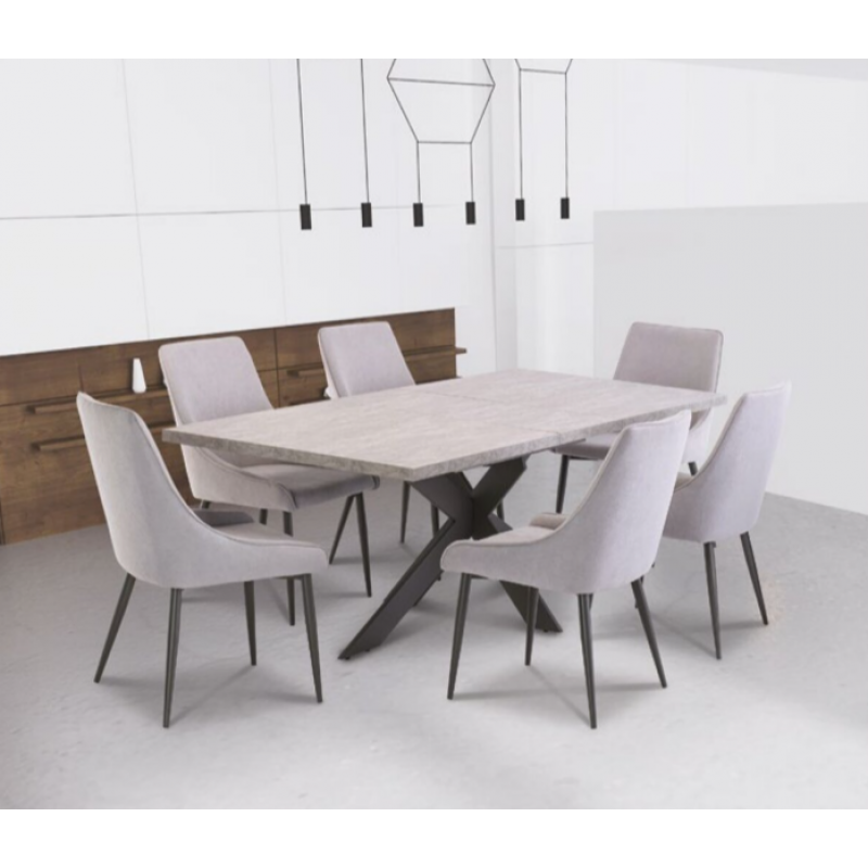 WOF Rimini Light Rhine Grey 1.6M Extending Dining Table